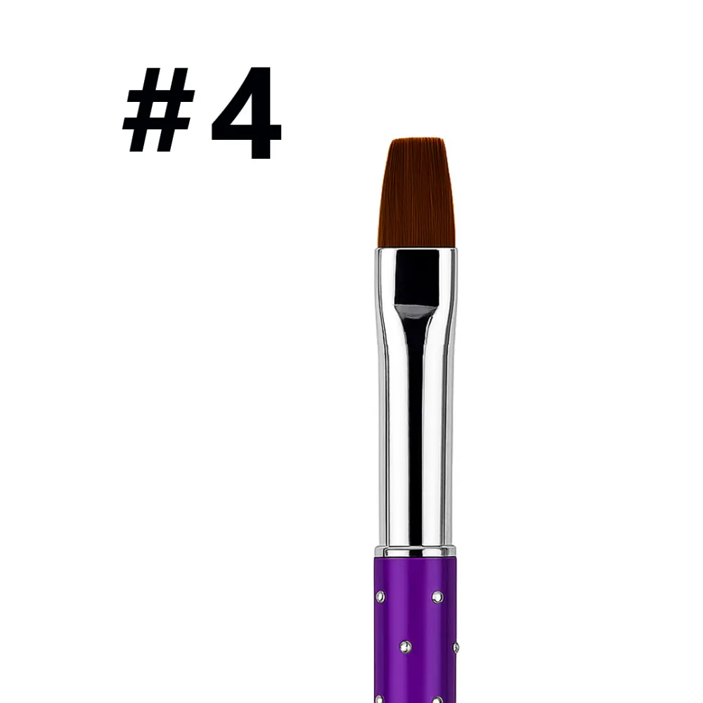 Pędzelek do żelu składany z cyrkoniami #4 – fioletowy | NILO Perfect Nails